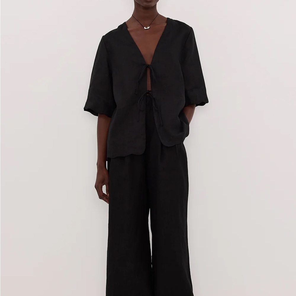 DISSH HOLDEN BLACK LINEN PANT - 8 / BLACK